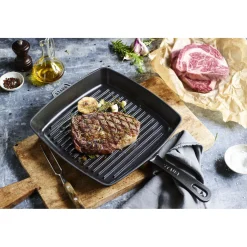 10-inch, Cast Iron, Square, Grill Pan, Black Matte