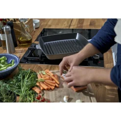 12-inch, Cast Iron, Square, Grill Pan, Graphite Grey