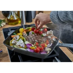 12-inch, Cast Iron, Square, Grill Pan, Graphite Grey
