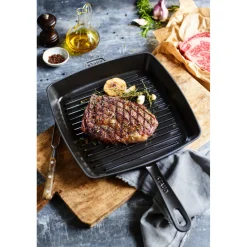 12-inch, Cast Iron, Square, Grill Pan, Graphite Grey
