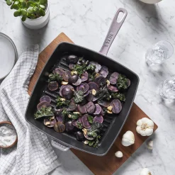 12-inch, Cast Iron, Square, Grill Pan, Lilac