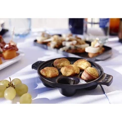 5.5-inch, Escargot Dish with six holes, black matte