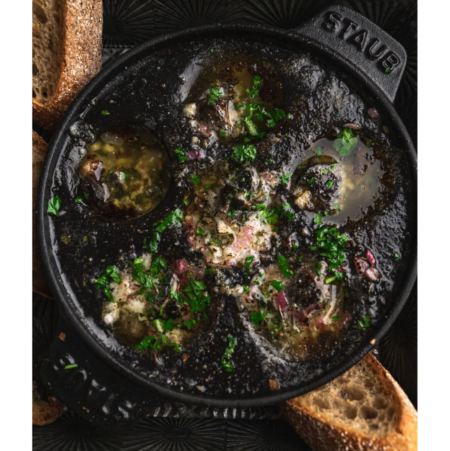 5.5-inch, Escargot Dish with six holes, black matte