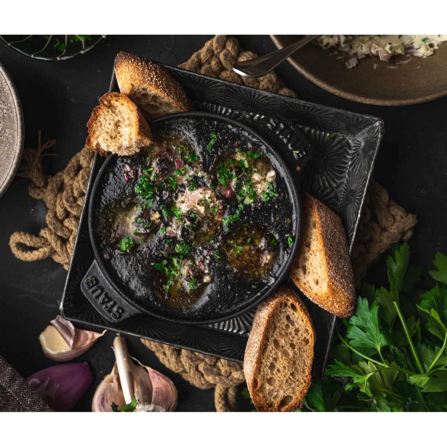 5.5-inch, Escargot Dish with six holes, black matte