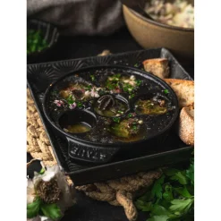 5.5-inch, Escargot Dish with six holes, black matte