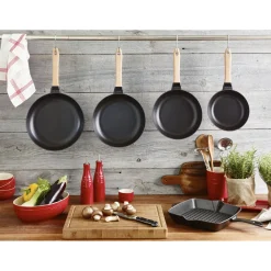 8-inch, Frying Pan With Wooden Handle, Black Matte