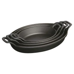 11-inch, Oval, Gratin Baking Dish, Black Matte