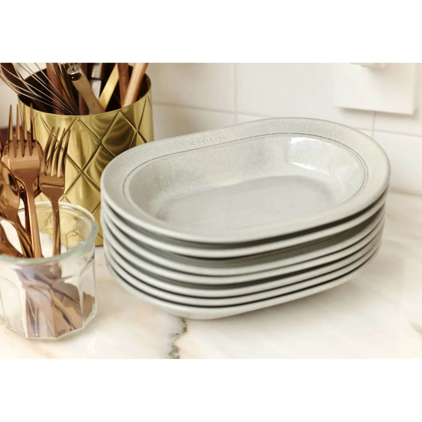 10-inch, oval serving dish, white