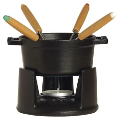 4-inch, 0.25-qt Mini Chocolate Fondue Set, black matte