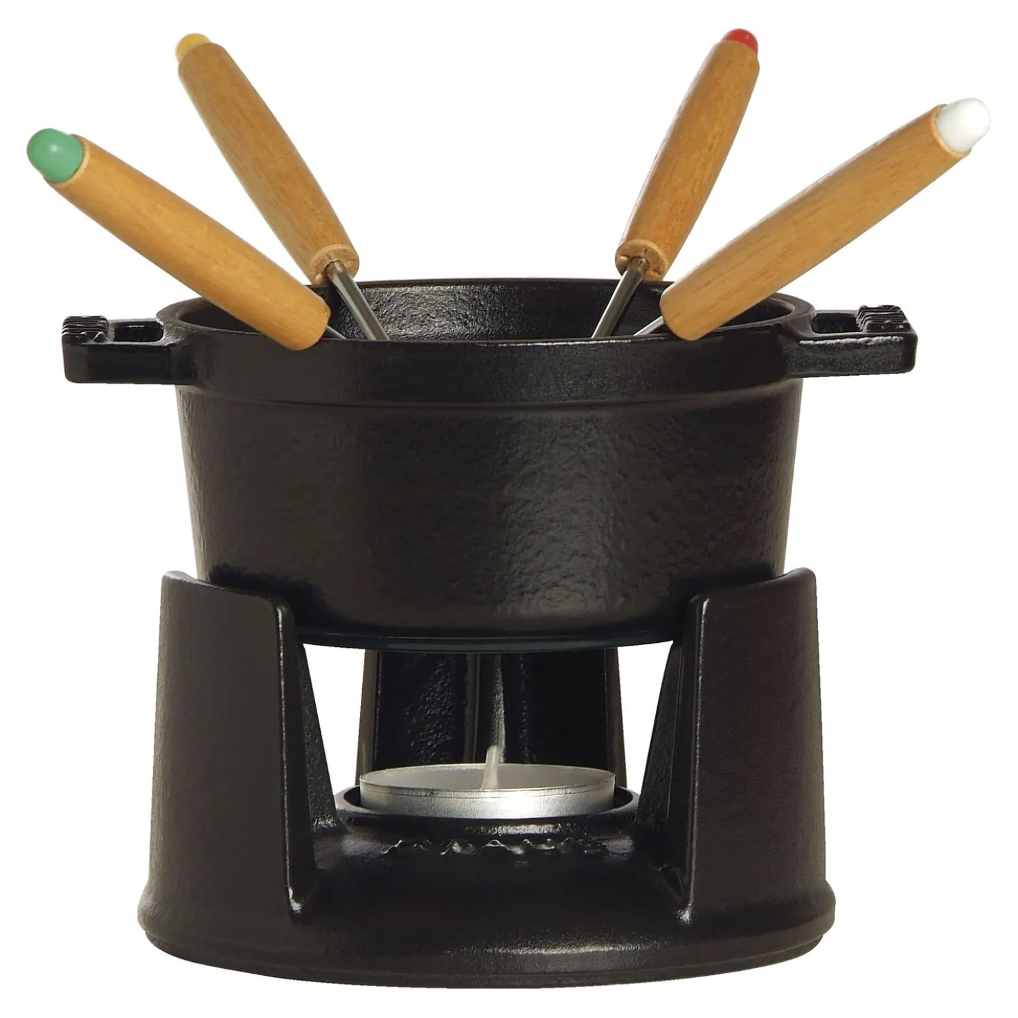 4-inch, 0.25-qt Mini Chocolate Fondue Set, black matte