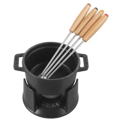 4-inch, 0.25-qt Mini Chocolate Fondue Set, black matte