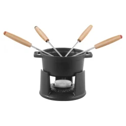 4-inch, 0.25-qt Mini Chocolate Fondue Set, black matte
