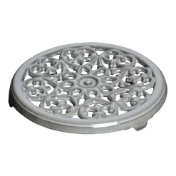 9-inch, Round, Cast Iron Lilly Trivet, Graphite Grey