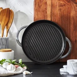 10-inch, Round Double Handle Pure Grill, graphite grey