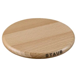 6-inch, Round, Magnetic Wood Trivet, Brown