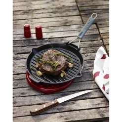 11-inch, Round, 10" Folding Grill - Black, Black Matte