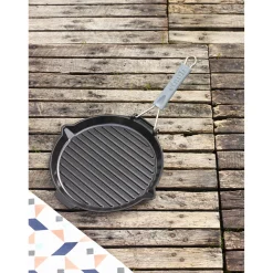 11-inch, Round, 10" Folding Grill - Black, Black Matte