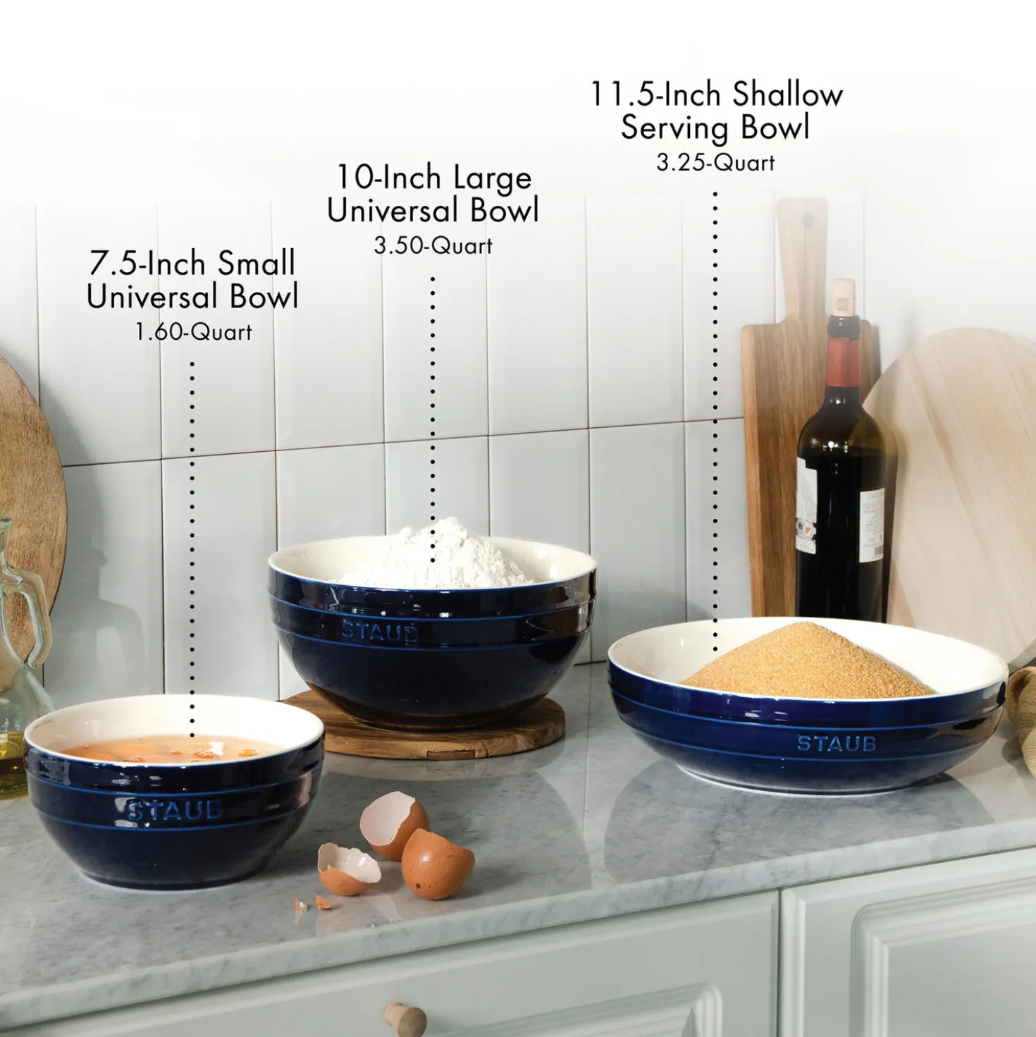 11.5-inch, Shallow Serving Bowl, dark blue