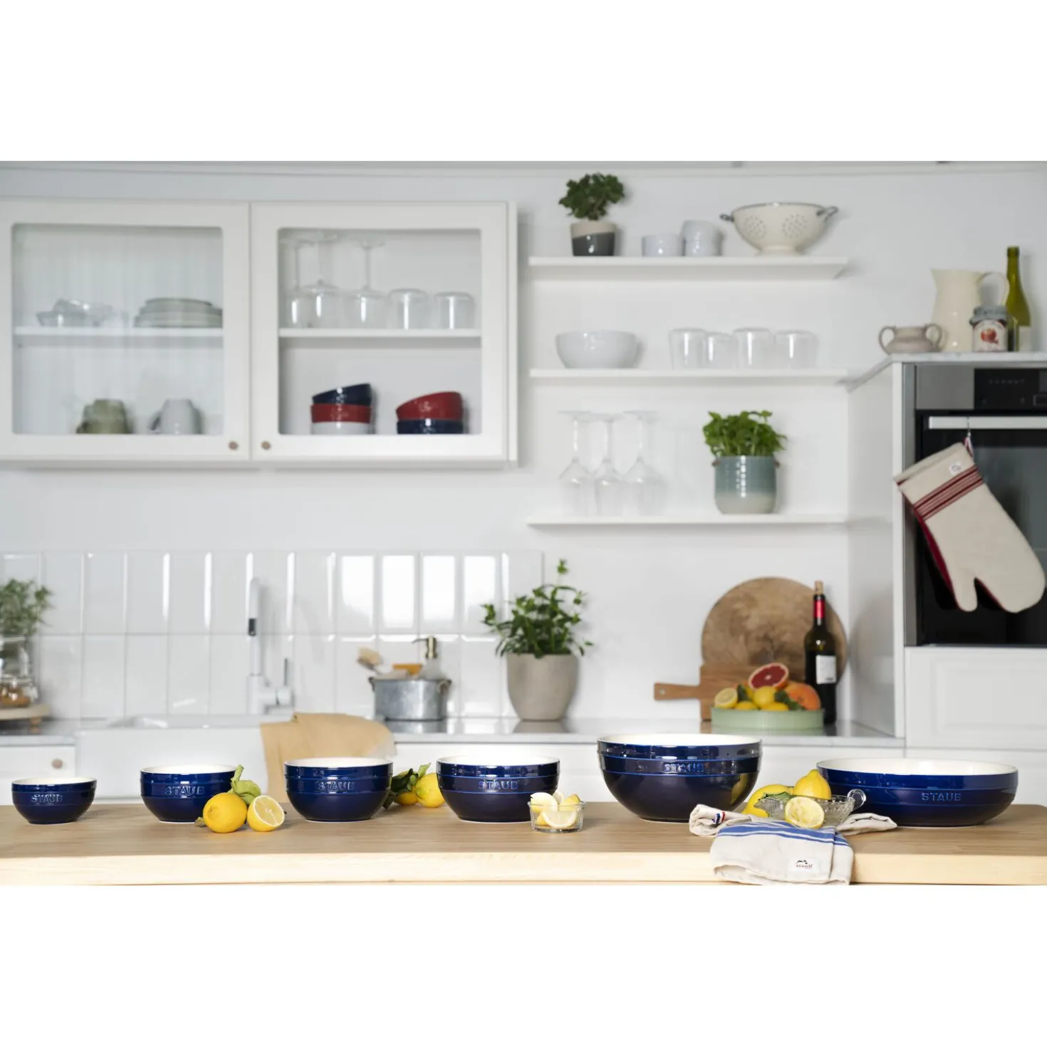 11.5-inch, Shallow Serving Bowl, dark blue