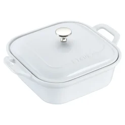 9-inch, Square, Covered Baking Dish, White