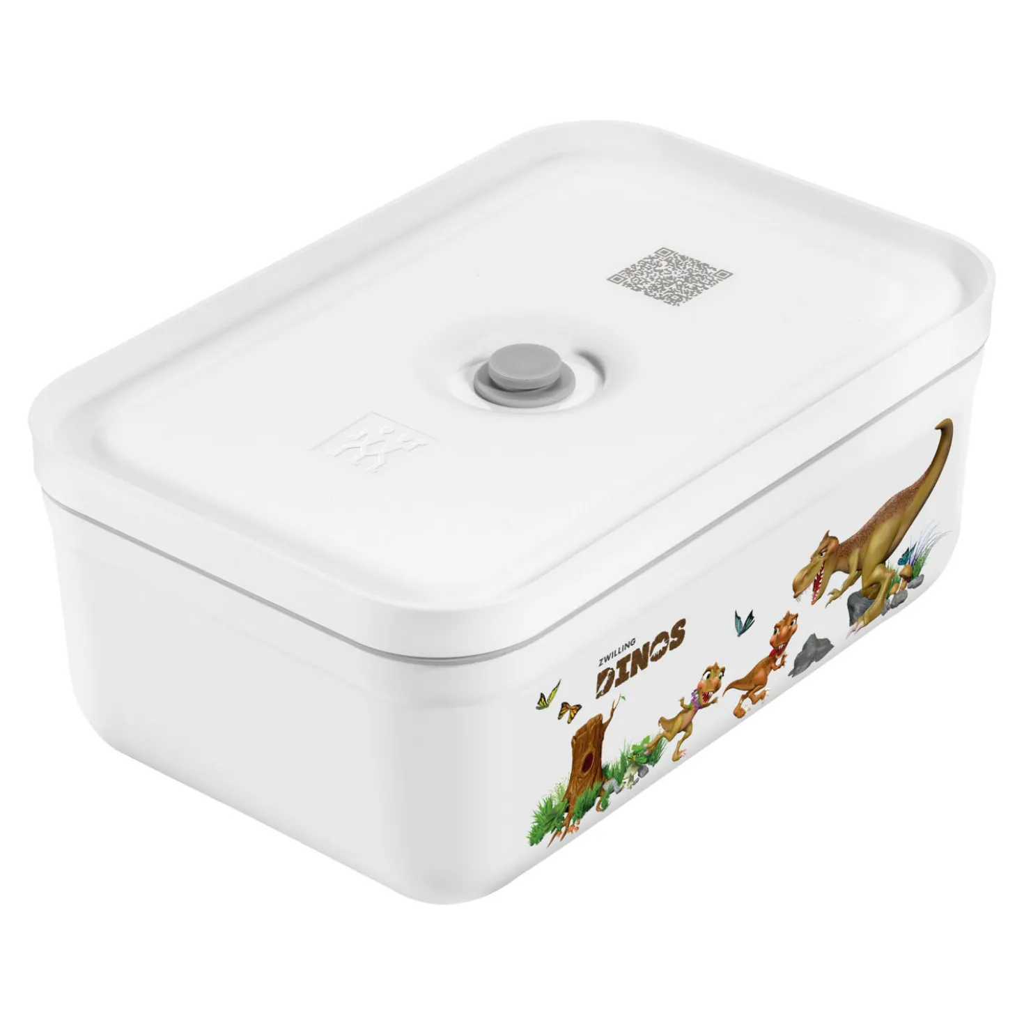 L, DINOS Vacuum Lunch Box, Plastic, White-grey
