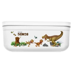 L, DINOS Vacuum Lunch Box, Plastic, White-grey