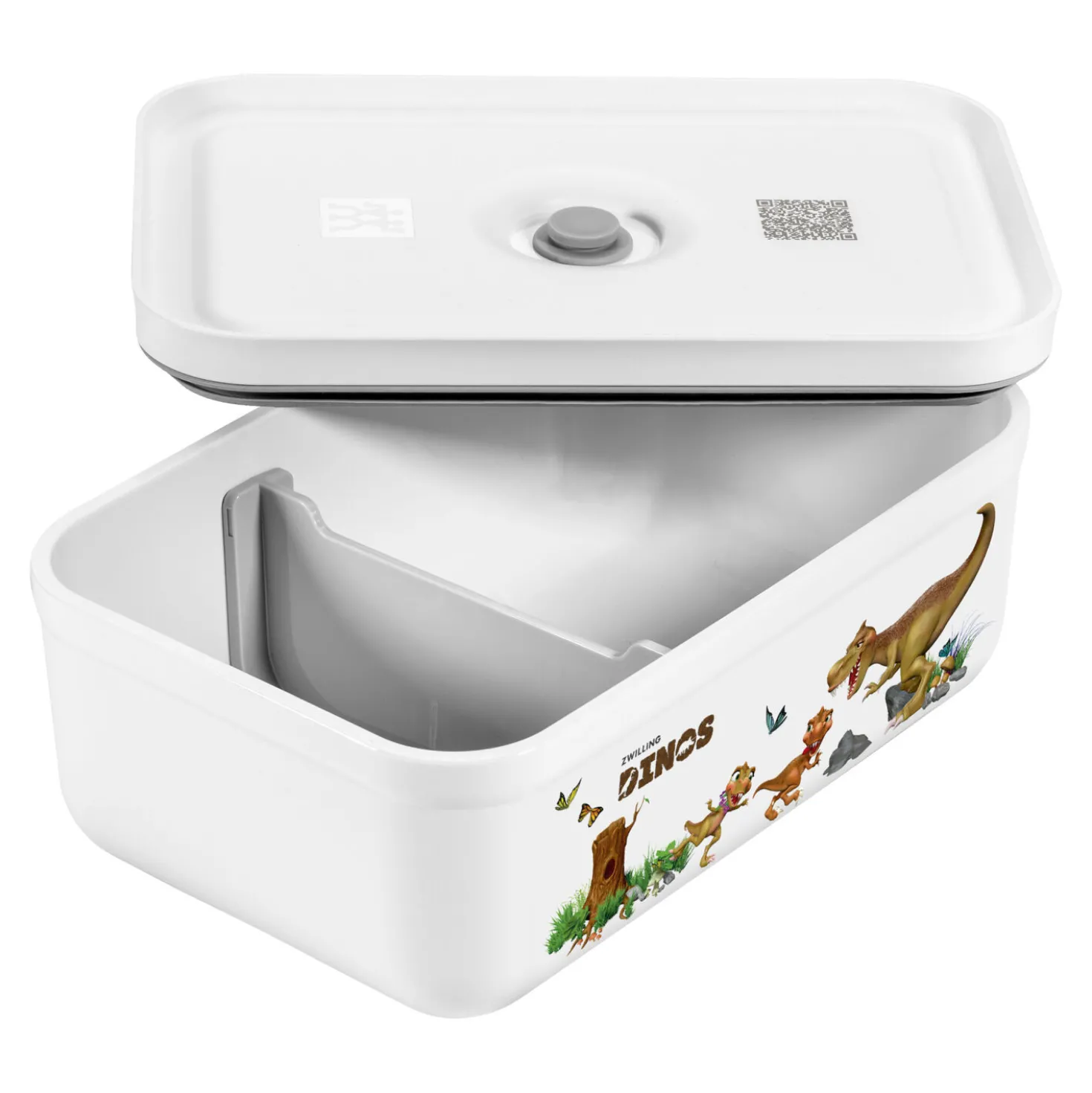 L, DINOS Vacuum Lunch Box, Plastic, White-grey