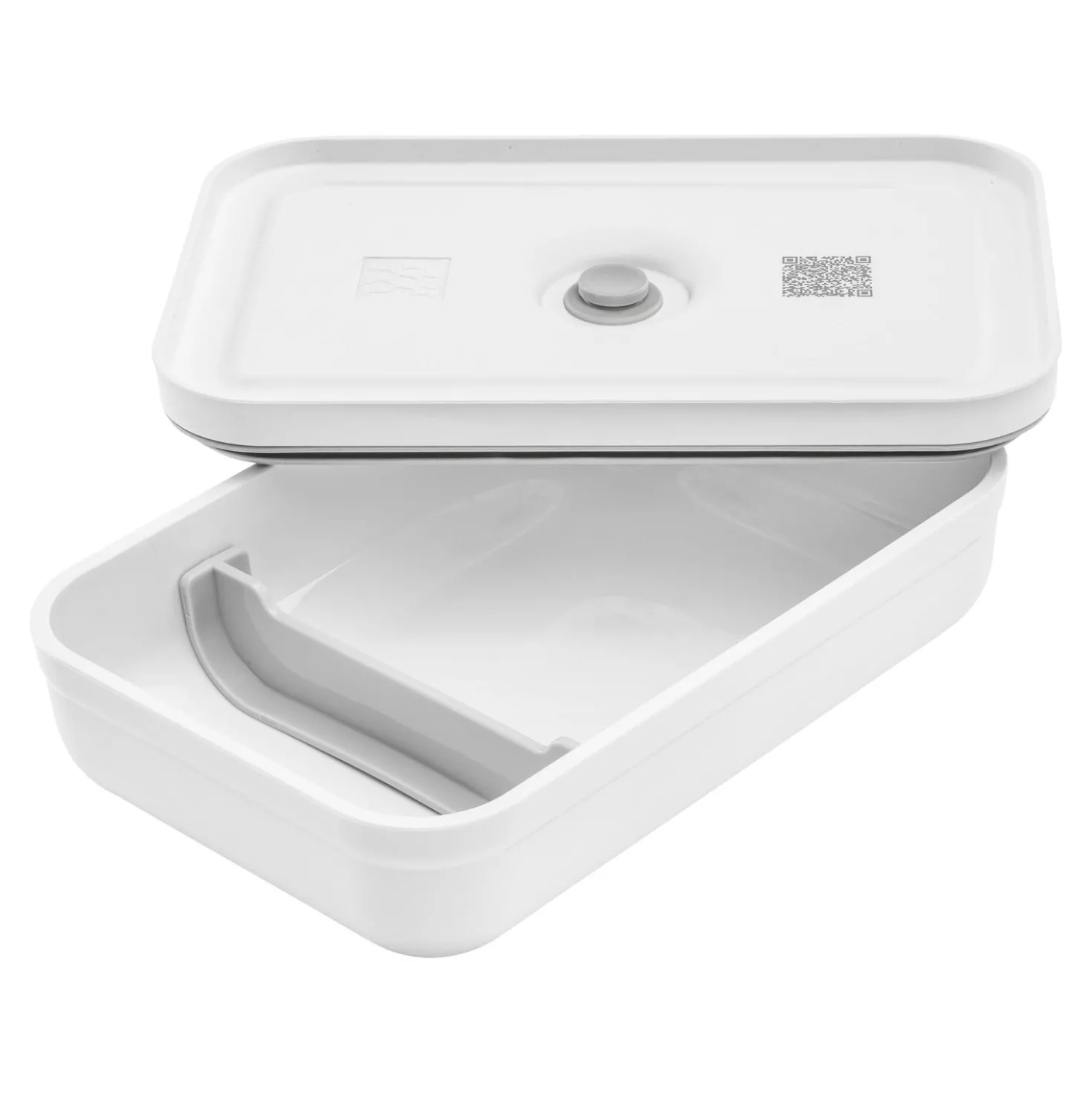 L Flat, Vacuum Lunch Box, Plastic, White-grey
