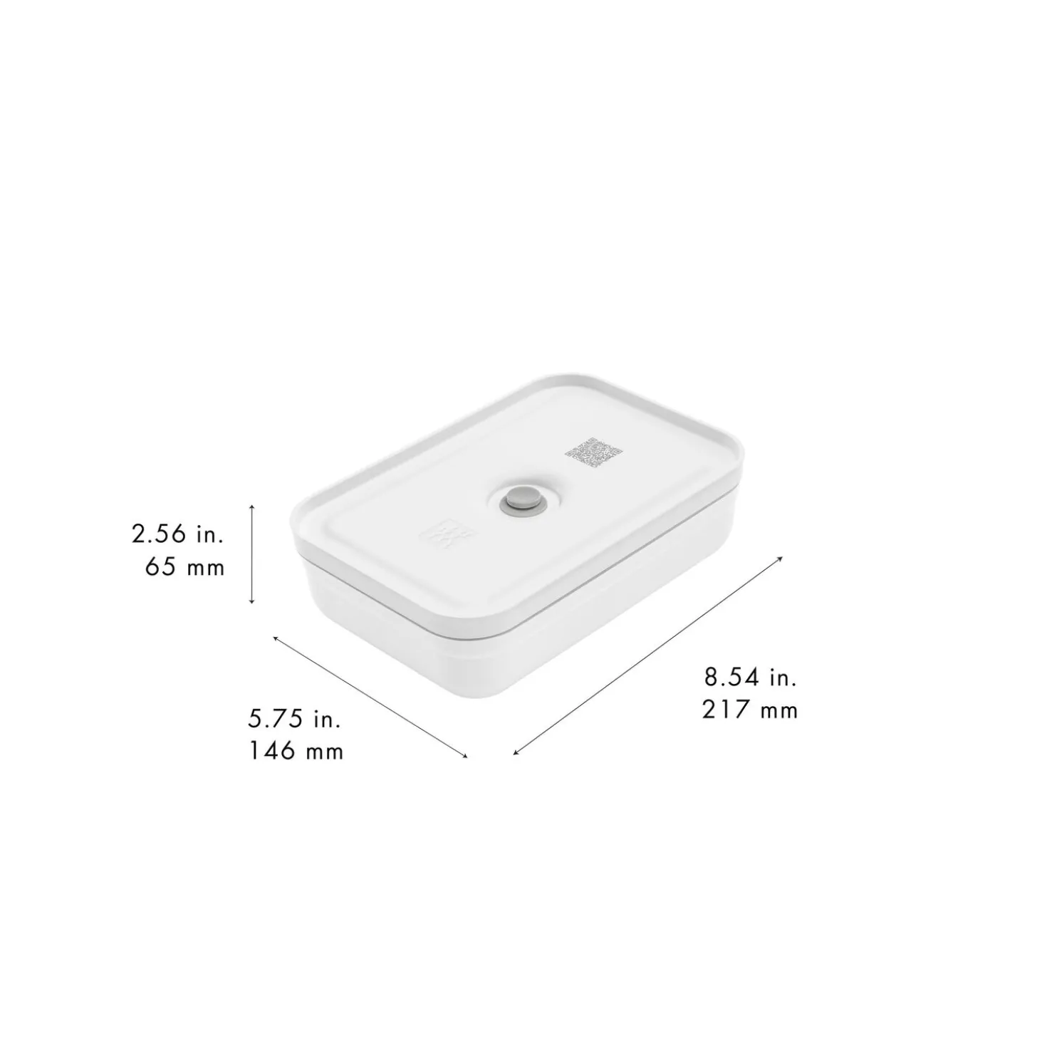 L Flat, Vacuum Lunch Box, Plastic, White-grey