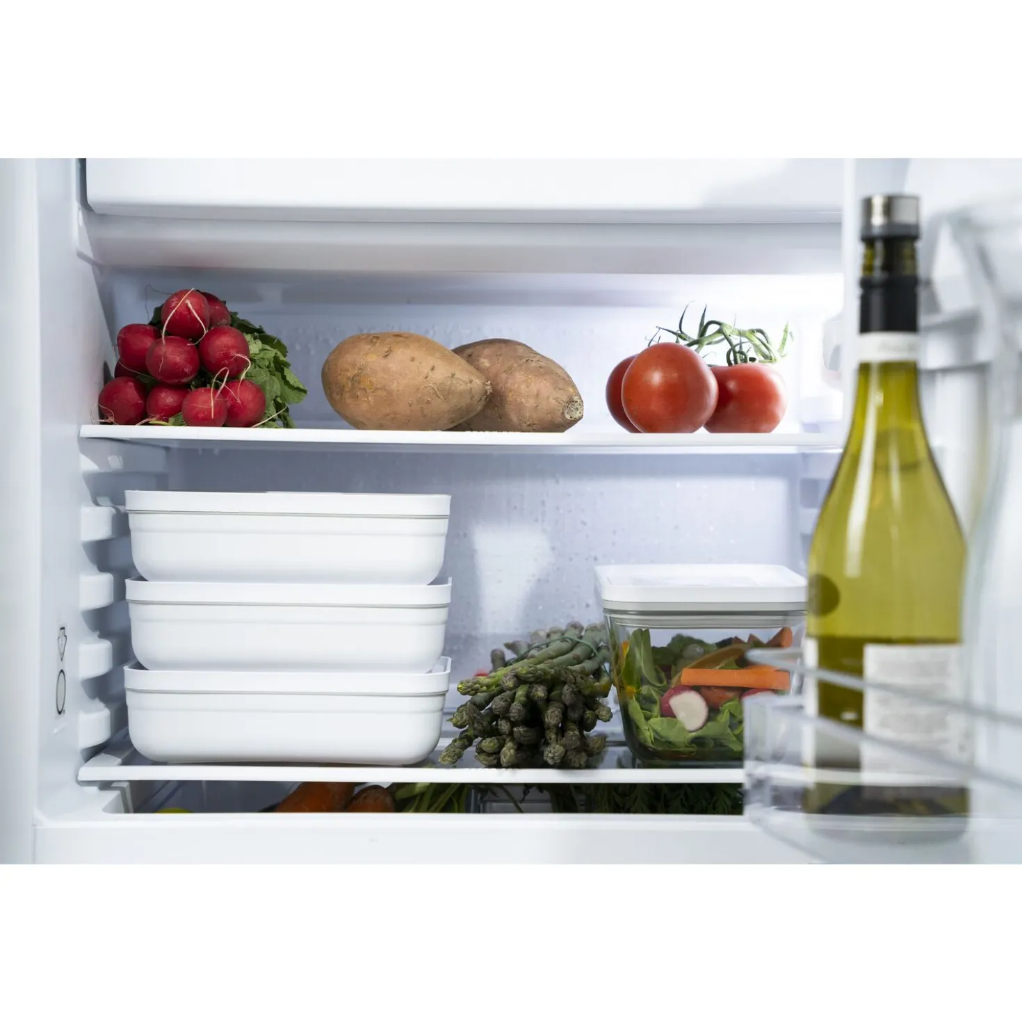 L Flat, Vacuum Lunch Box, Plastic, White-grey