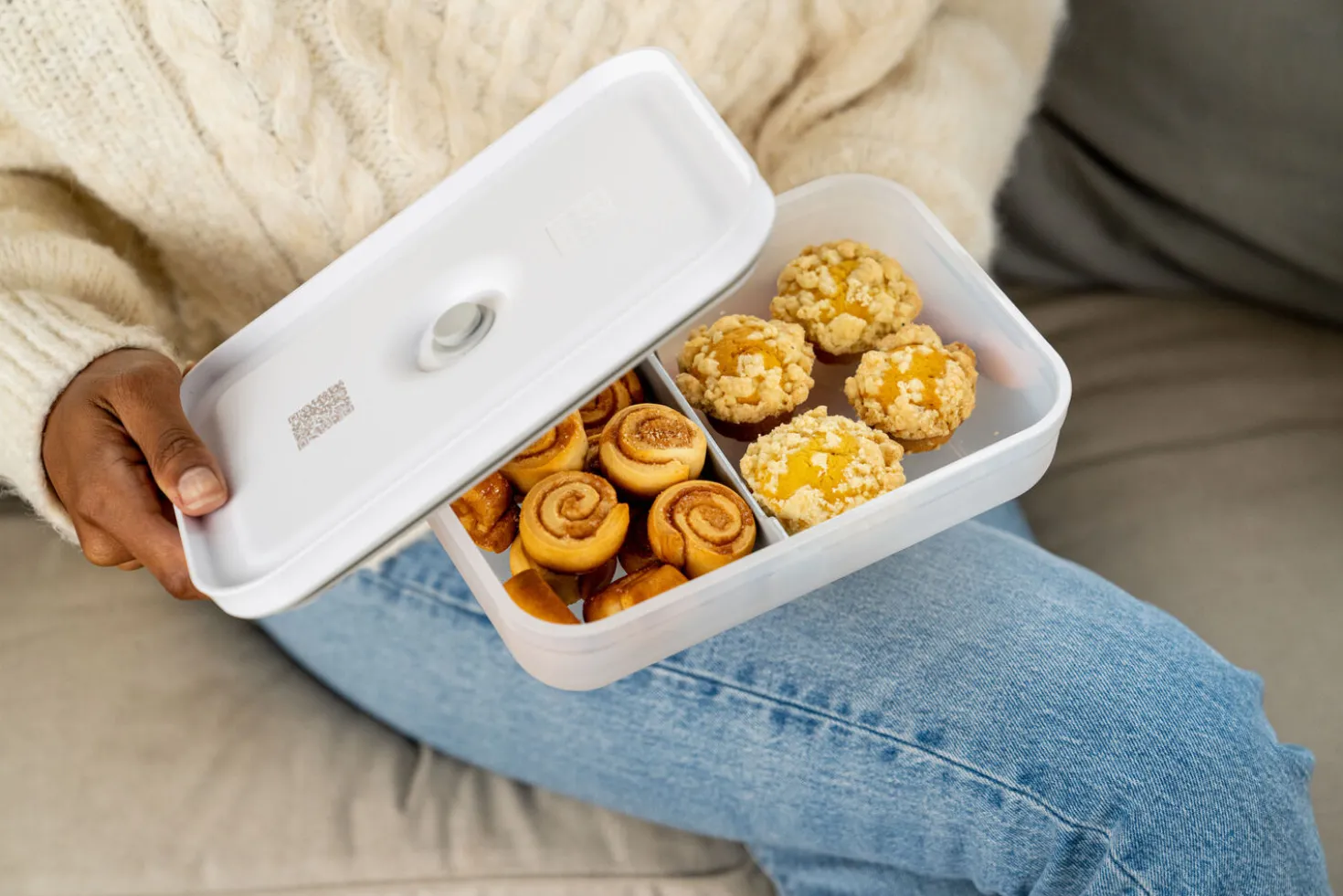 L Flat, Vacuum Lunch Box, Plastic, Semitransparent-grey