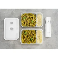 L Flat, Vacuum Lunch Box, Plastic, Semitransparent-grey
