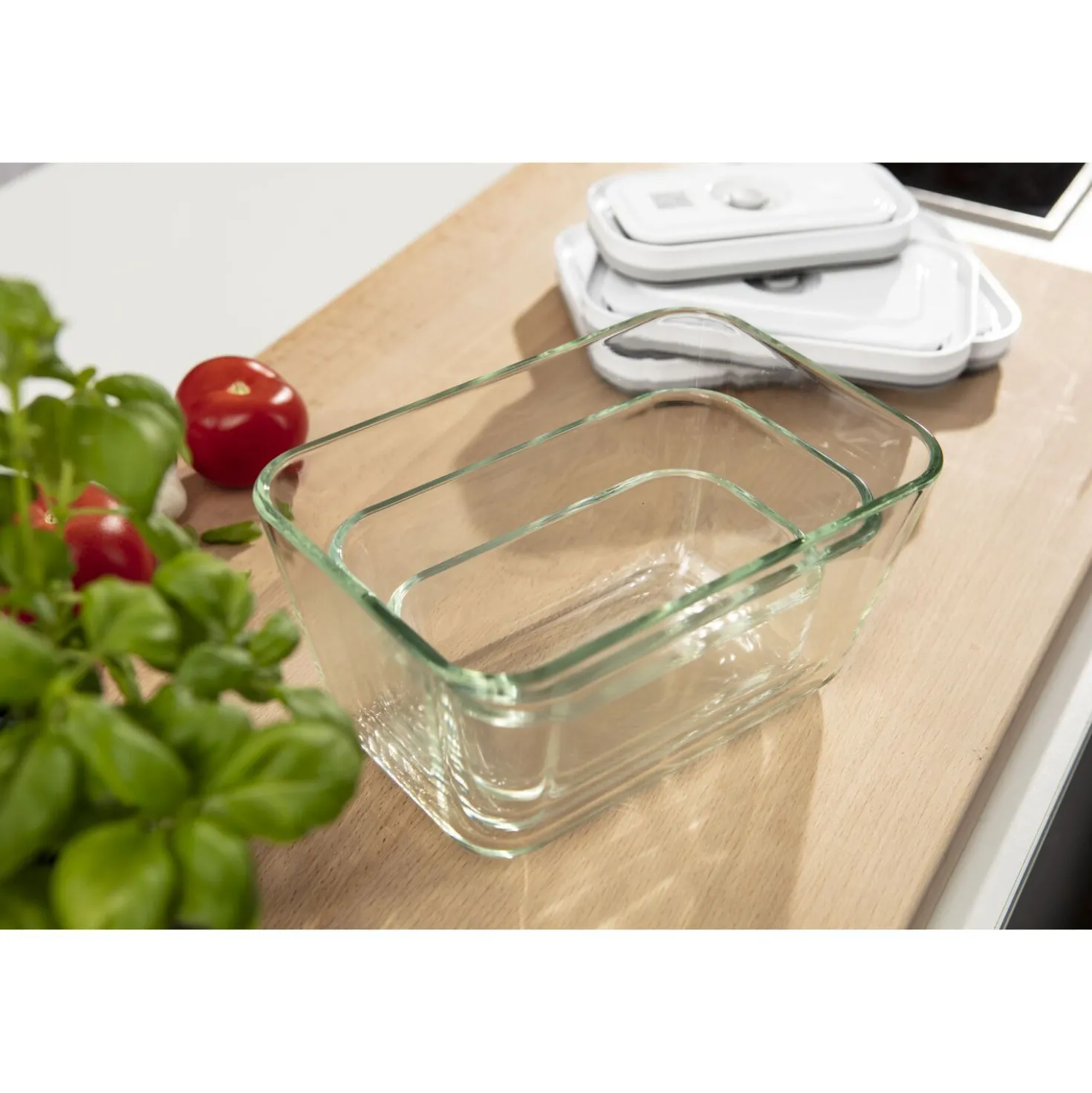 L, Vacuum Container, Glass, Grey