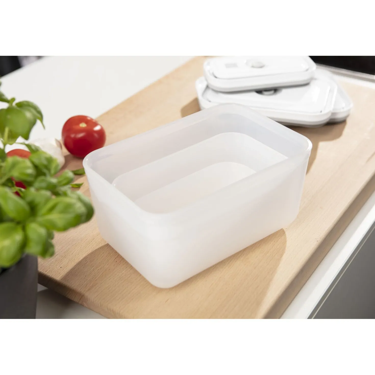 L, Vacuum Container, Plastic, Semitransparent-grey