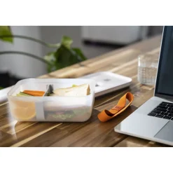 L, Vacuum Lunch Box, Plastic, Semitransparent-grey