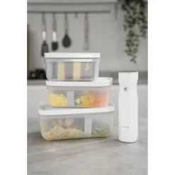 L, Vacuum Lunch Box, Plastic, Semitransparent-grey