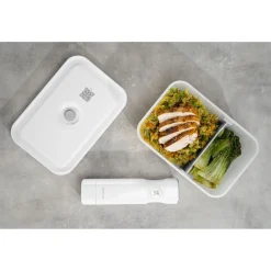 L, Vacuum Lunch Box, Plastic, Semitransparent-grey