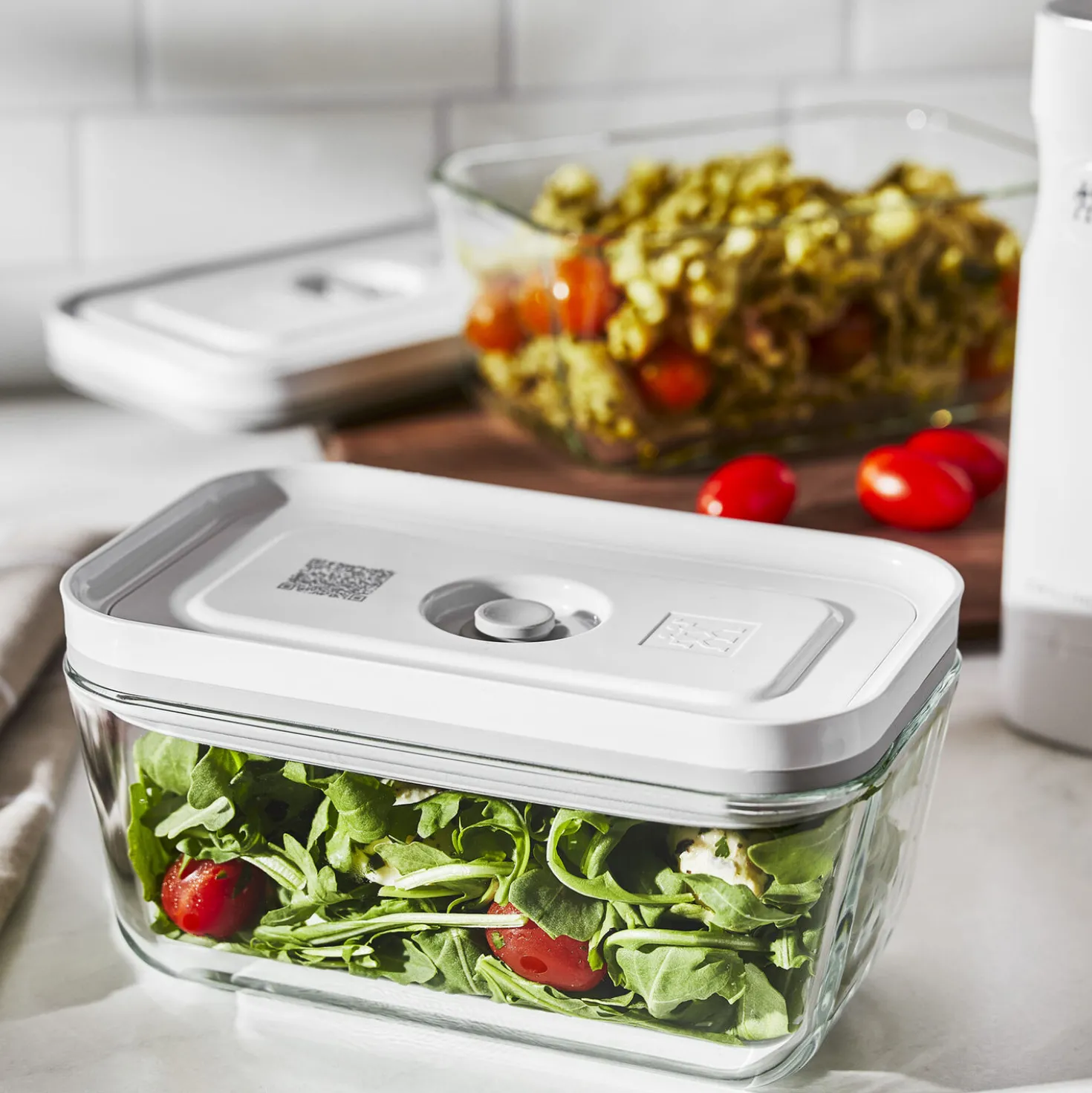M / 2-pc, Medium Vacuum Container, Glass, Grey