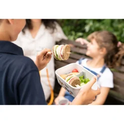 M, DINOS Vacuum Lunch Box, Plastic, White-grey