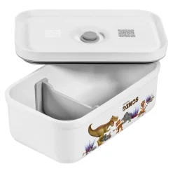M, DINOS Vacuum Lunch Box, Plastic, White-grey