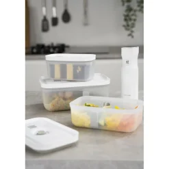 M, Vacuum Lunch Box, Plastic, Semitransparent-grey