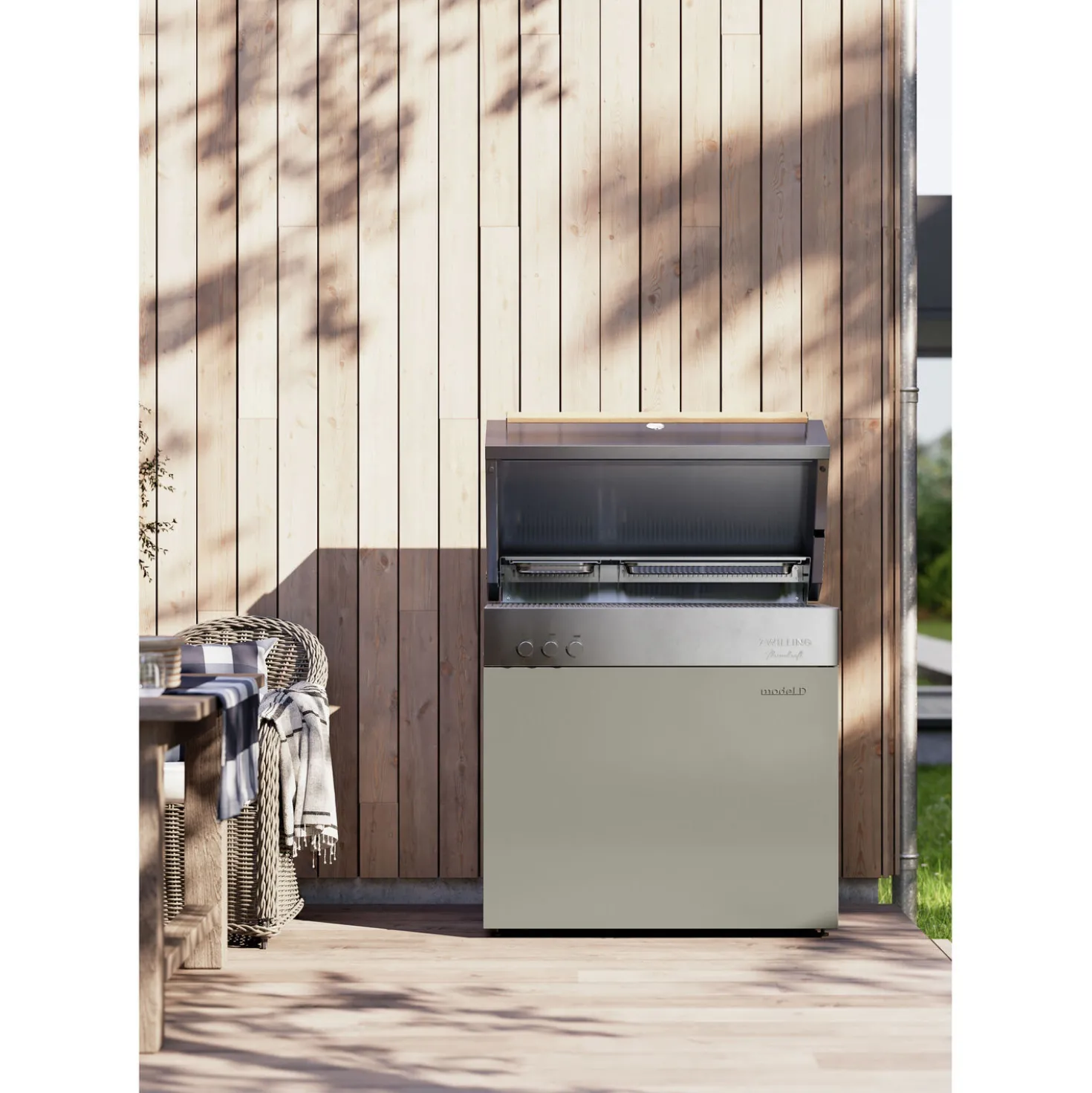 Natural gas grill, taupe