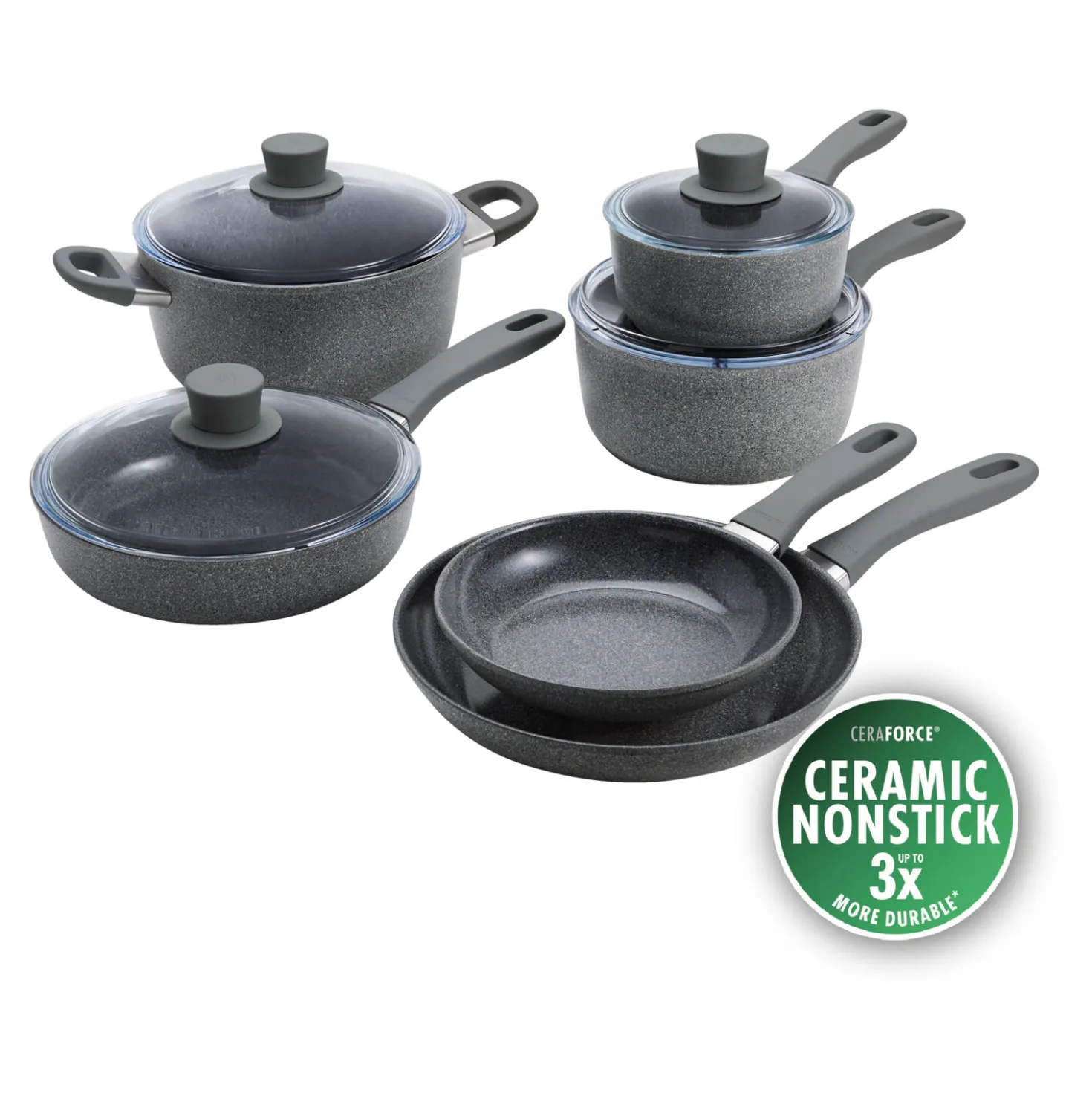 10-pc, Aluminum Ceramic Nonstick Cookware Set