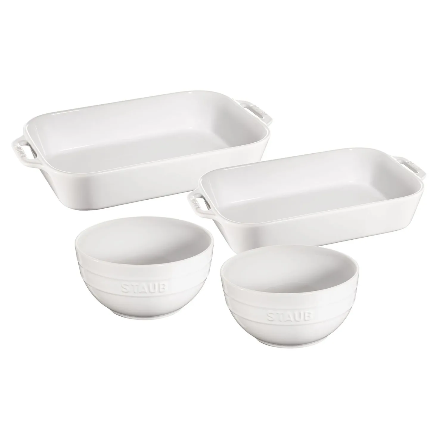 4-pc, Baking And Bowl Set, White