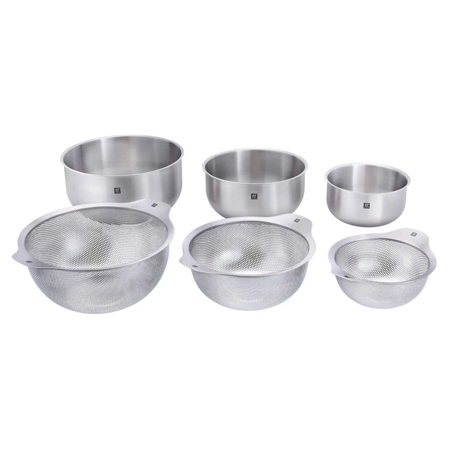 6-pc, Bowl and Strainer Set, silver