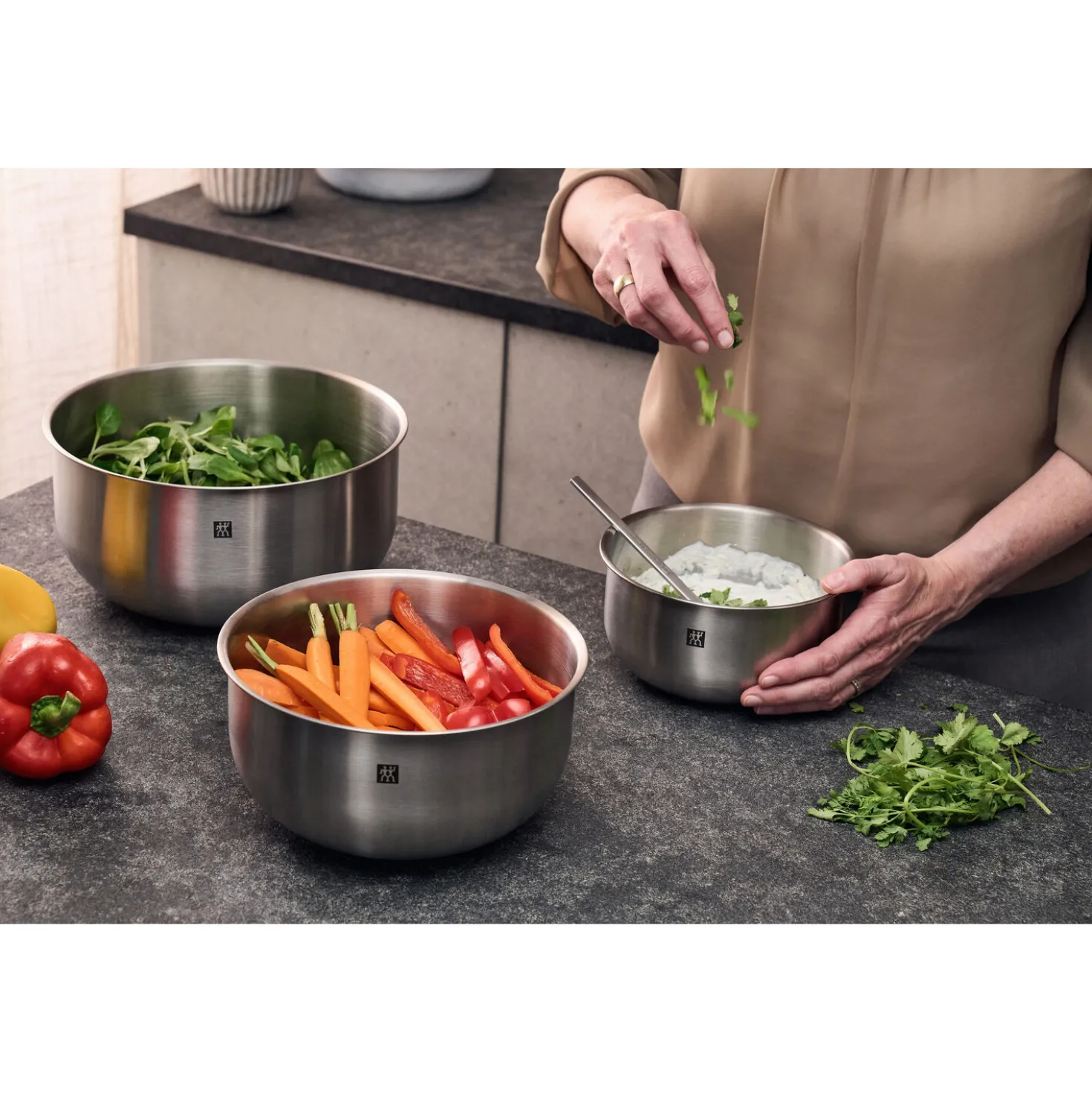 3-pc, Bowl set, silver