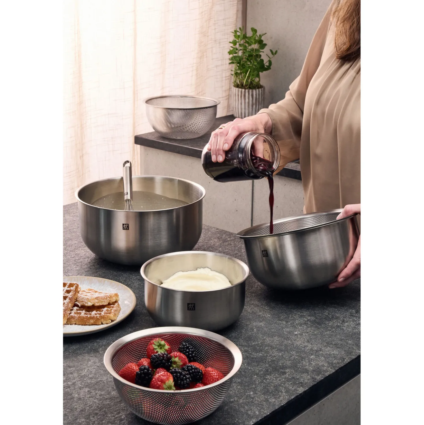 3-pc, Bowl set, silver