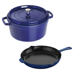 3-pc, Cocotte and Fry Pan Set, dark blue