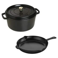 3-pc, Cocotte and Fry Pan Set, black matte