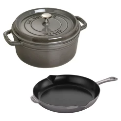 3-pc, Cocotte and Fry Pan Set, graphite grey